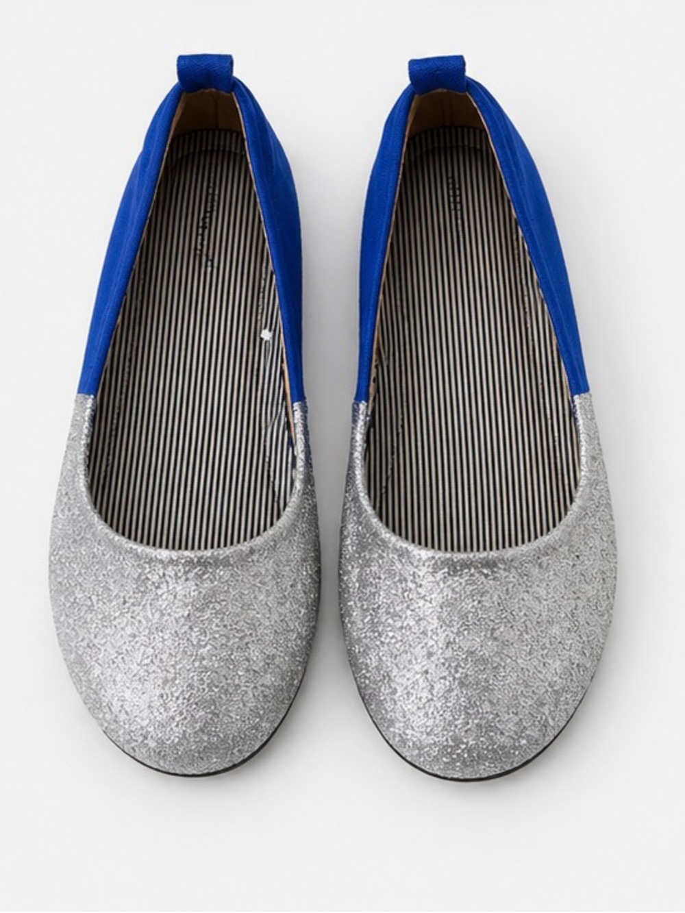 Tommy Hilfiger Girls Silver Glitter and Blue Ballet Flats